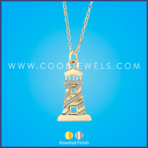 LINK CHAIN NECKLACE WITH LIGHTHOUSE PENDANT -  ASSORTED