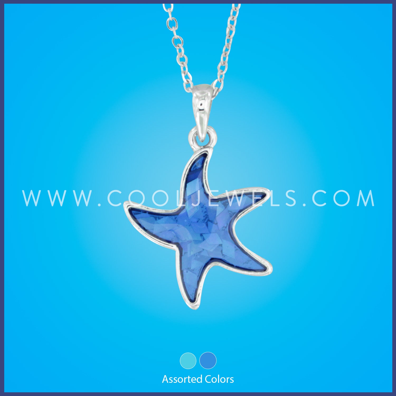 LINK CHAIN NECKLACE WITH SPARKLE STARFISH PENDANT - ASSORTED