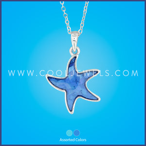 LINK CHAIN NECKLACE WITH SPARKLE STARFISH PENDANT - ASSORTED
