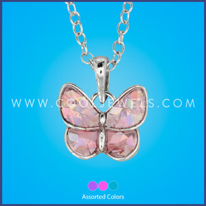 LINK CHAIN NECKLACE WITH BUTTERFLY PENDANT - ASSORTED