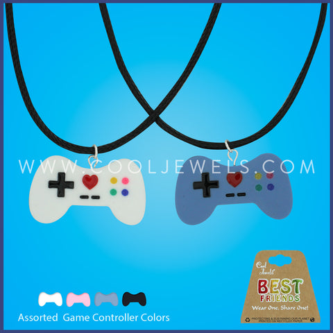 (SET OF 2) BLACK CORD NECKLACE WITH GAME CONTROLLER PENDANTS ASSORTED - CARDED