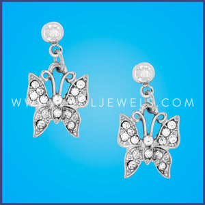 POST EARRINGS WITH RHINESTONE BUTTERFLY