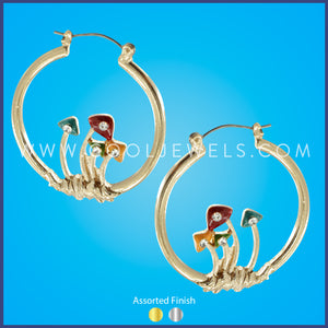 HOOP EARRING WITH COLORED MUSHROOMS - ASSORTED