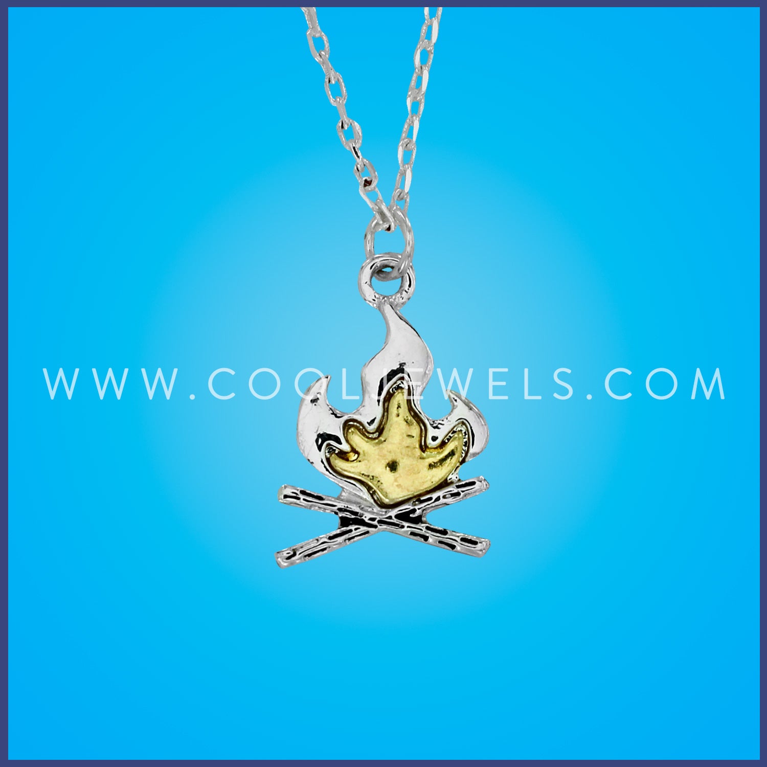 LINK CHAIN NECKLACE WITH CAMP FIRE PENDANT