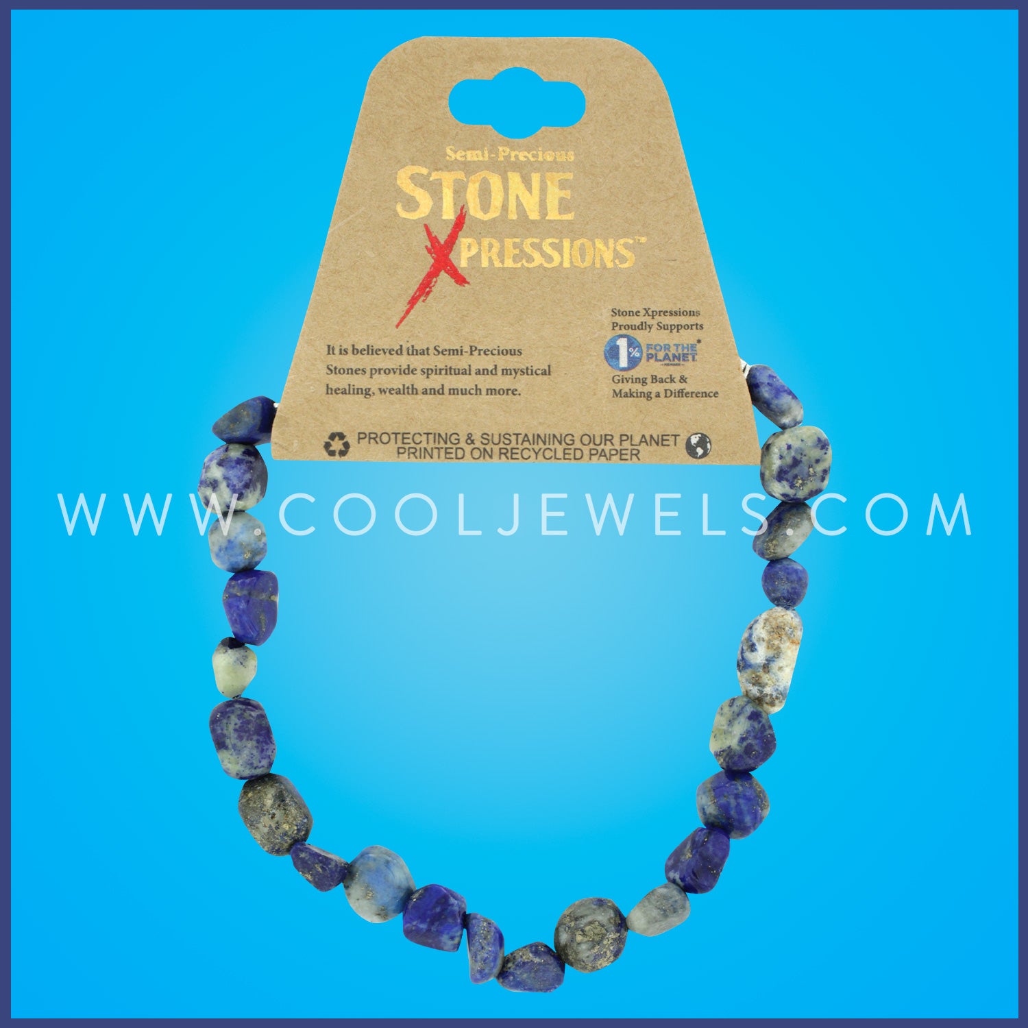 LAPIZ LAZULI STONE BEADED BRACELET