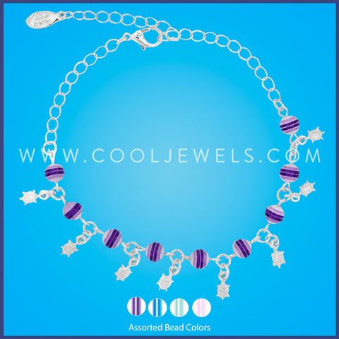 Color Bead Turtle Charms Anklets