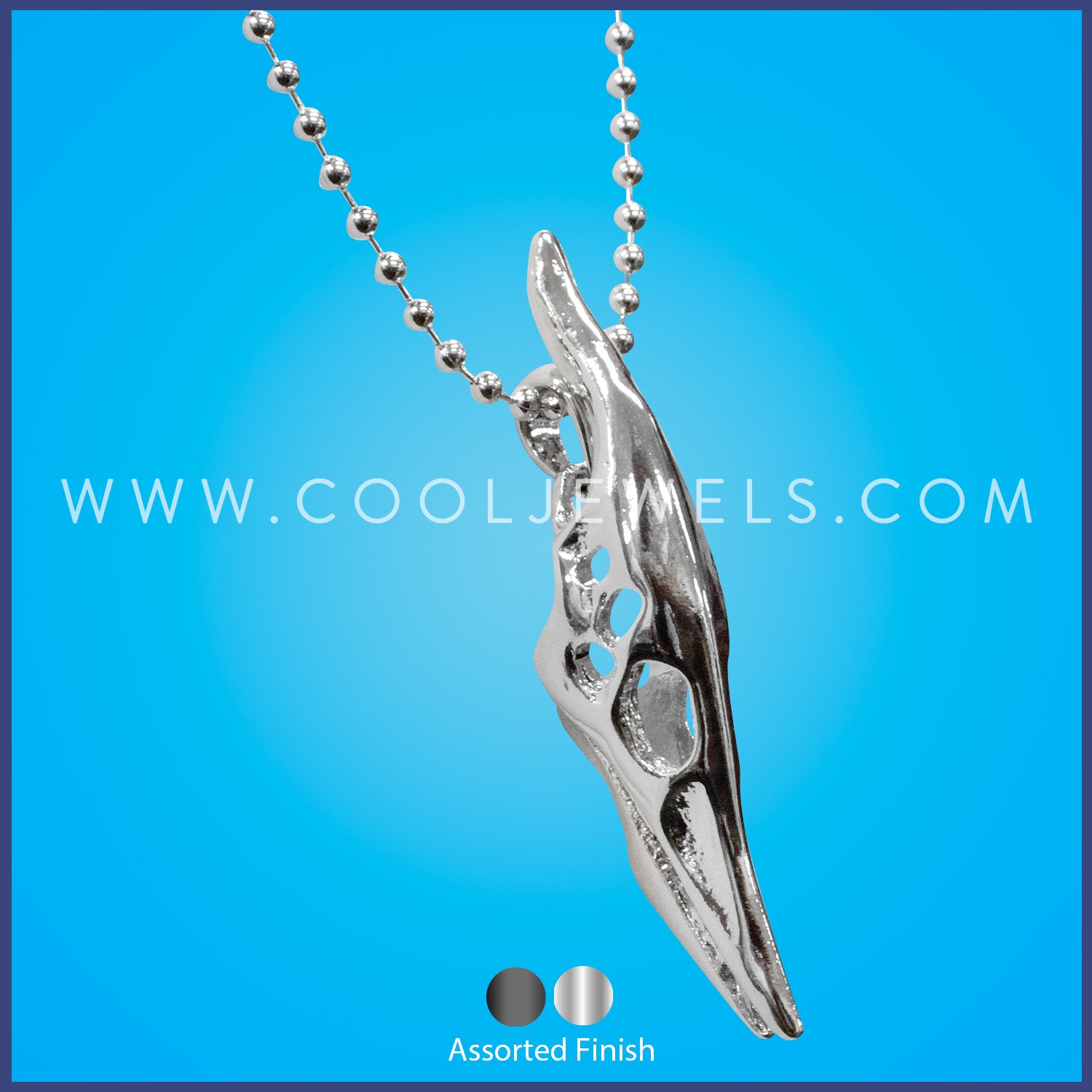 BALL CHAIN NECKLACE WITH PTERODACTYL SKULL PENDANT - ASSORTED