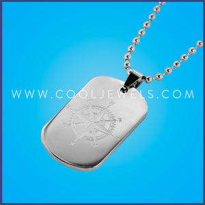 BALL CHAIN NECKLACE WITH STAINLESS STEEL COMPASS DOG TAG PENDAN