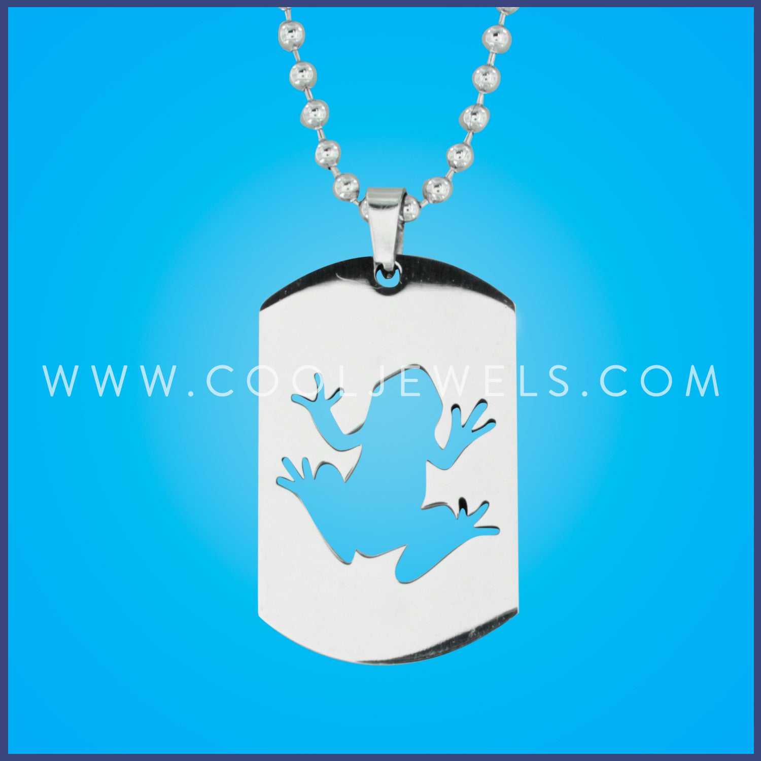 BALL CHAIN NECKLACE WITH STAINLESS STEEL FROG DOG TAG PENDANT