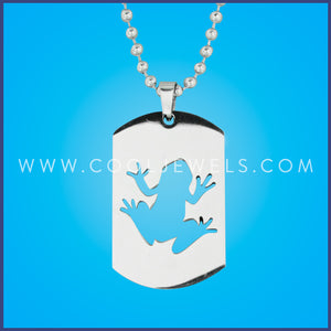 BALL CHAIN NECKLACE WITH STAINLESS STEEL FROG DOG TAG PENDANT