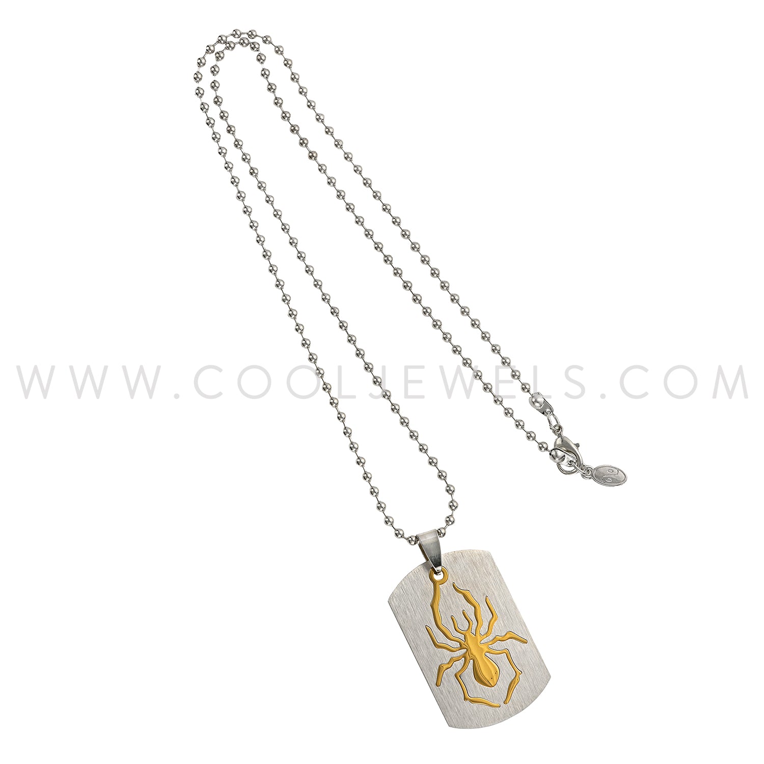 Stainless Steel Spider Cutout Dog Tag Necklaces | Wholesale