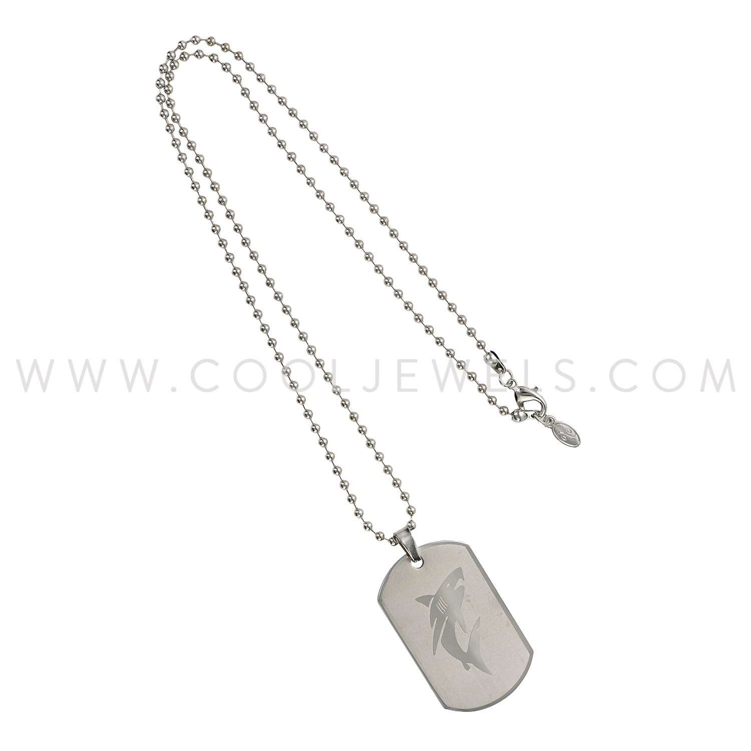 Stainless Steel Shark Dog Tag Necklaces | Wholesale Stainless