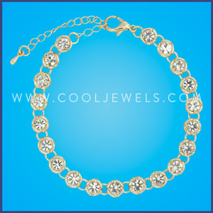 GOLD CHAIN ANKLET WITH RHINESTONES