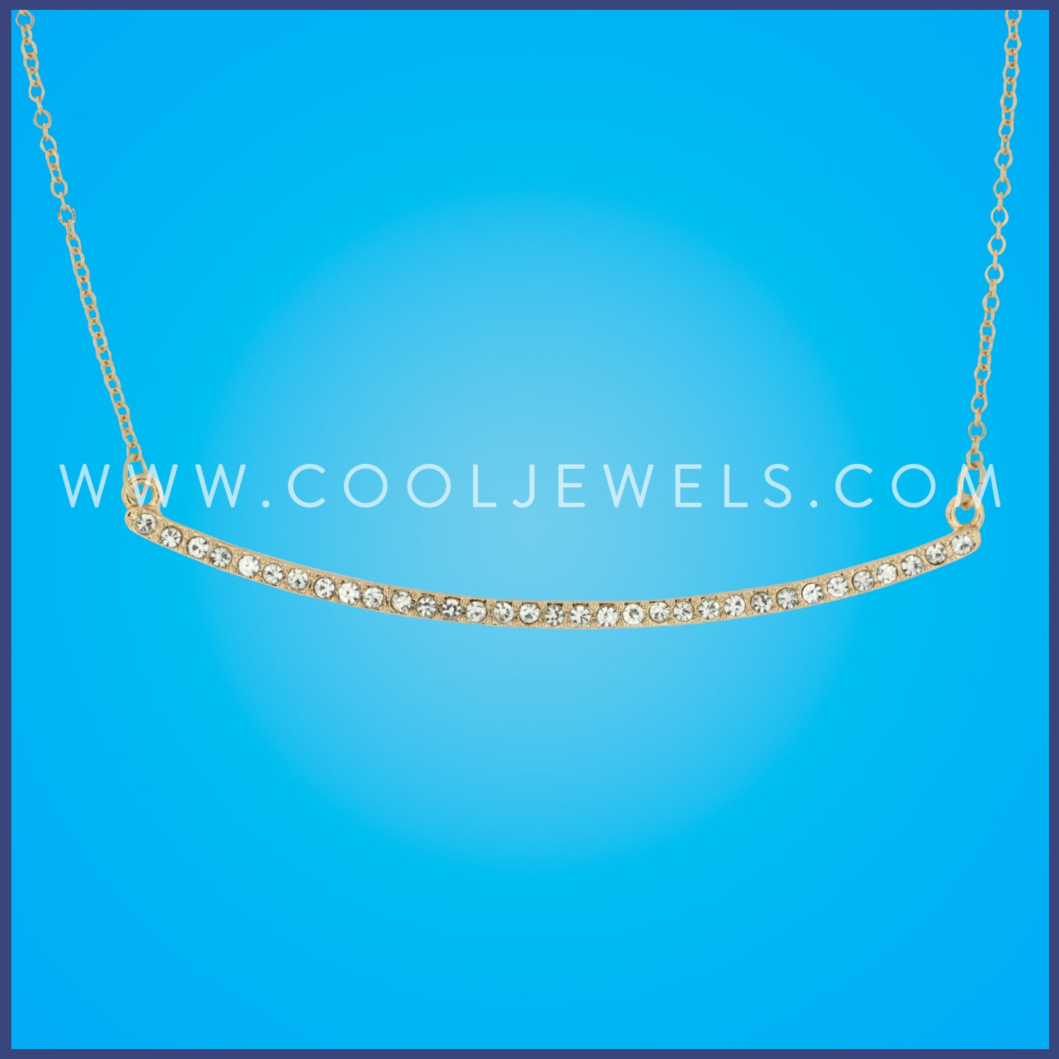GOLD CHAIN NECKLACE WITH RHINESTONE BAR