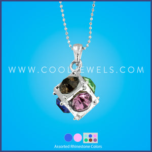 Assorted Colored Rhinestone Pendant Necklace