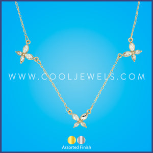 LINK CHAIN NECKLACE WITH RHINESTONE BUTTERFLIES - ASSORTED