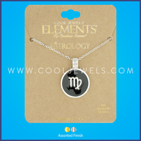 LINK CHAIN NECKLACE WITH ROUND ENAMEL VIRGO ZODIAC PENDANT - CARDED
