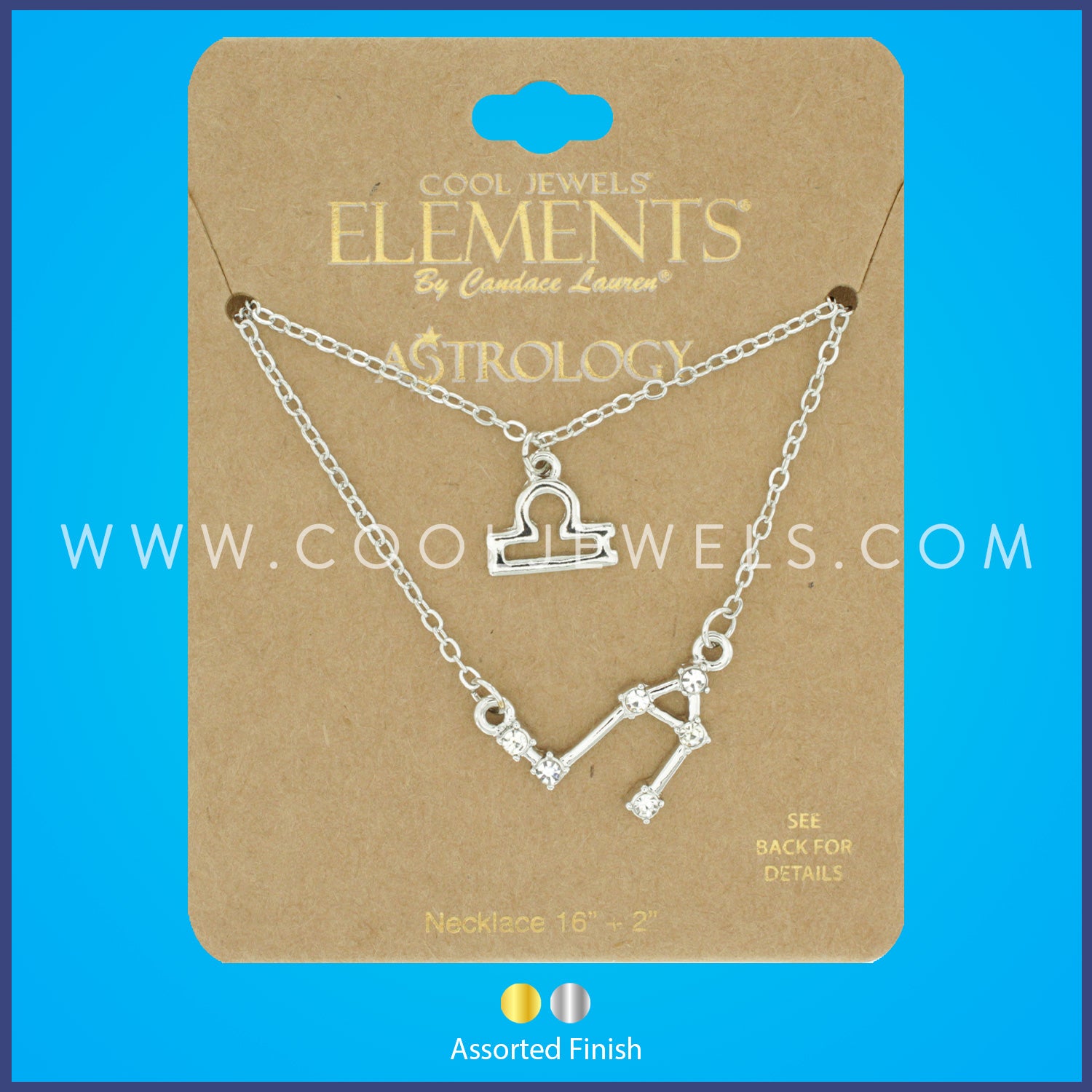 (SET OF 2) LINK CHAIN NECKLACE WITH LIBRA SYMBOL CONSTELLATION - CARDED