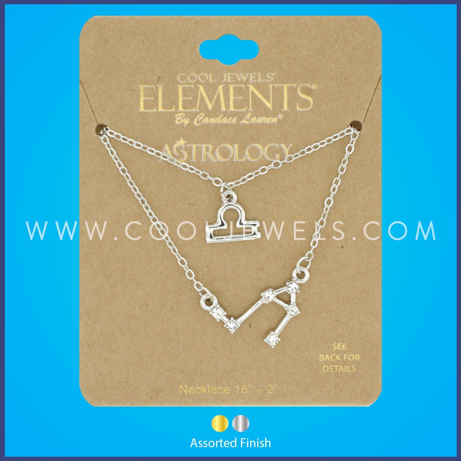 (SET OF 2) LINK CHAIN NECKLACE WITH LIBRA SYMBOL CONSTELLATION - CARDED