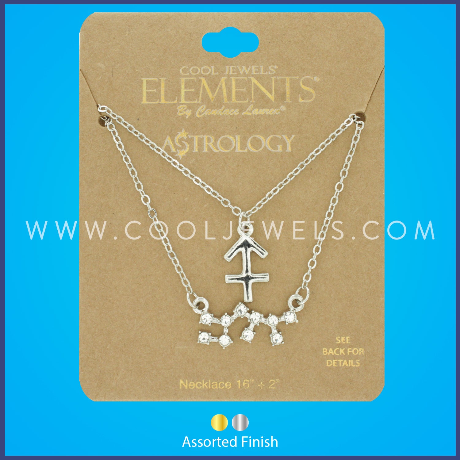 (SET OF 2) LINK CHAIN NECKLACE WITH SAGITTARIUS SYMBOL &amp; CONSTELLATION - CARDED