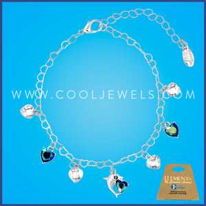 HEART LINK CHAIN BRACELET WITH CHARMS ASSORTED - CARDED