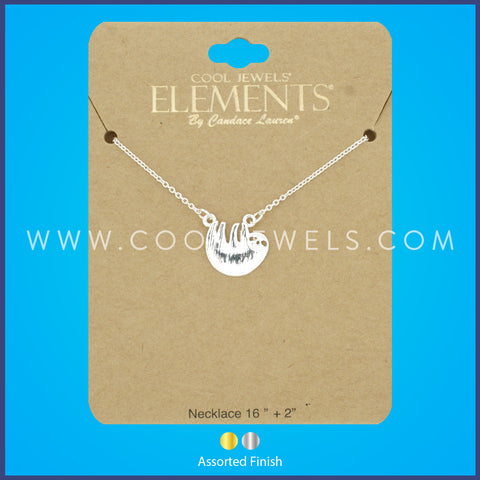 LINK CHAIN NECKLACE WITH SLOTH PENDANT - CARDED