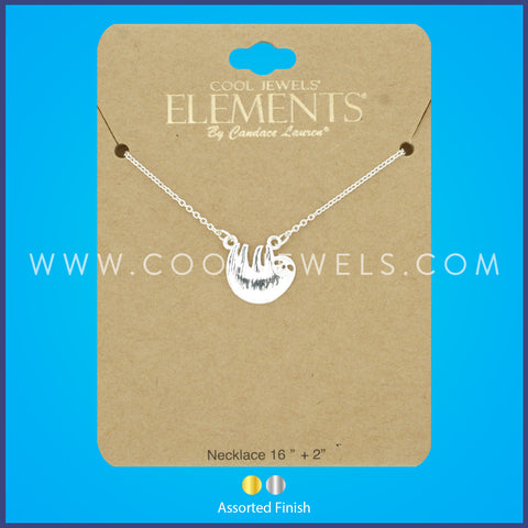 LINK CHAIN NECKLACE WITH SLOTH PENDANT - CARDED