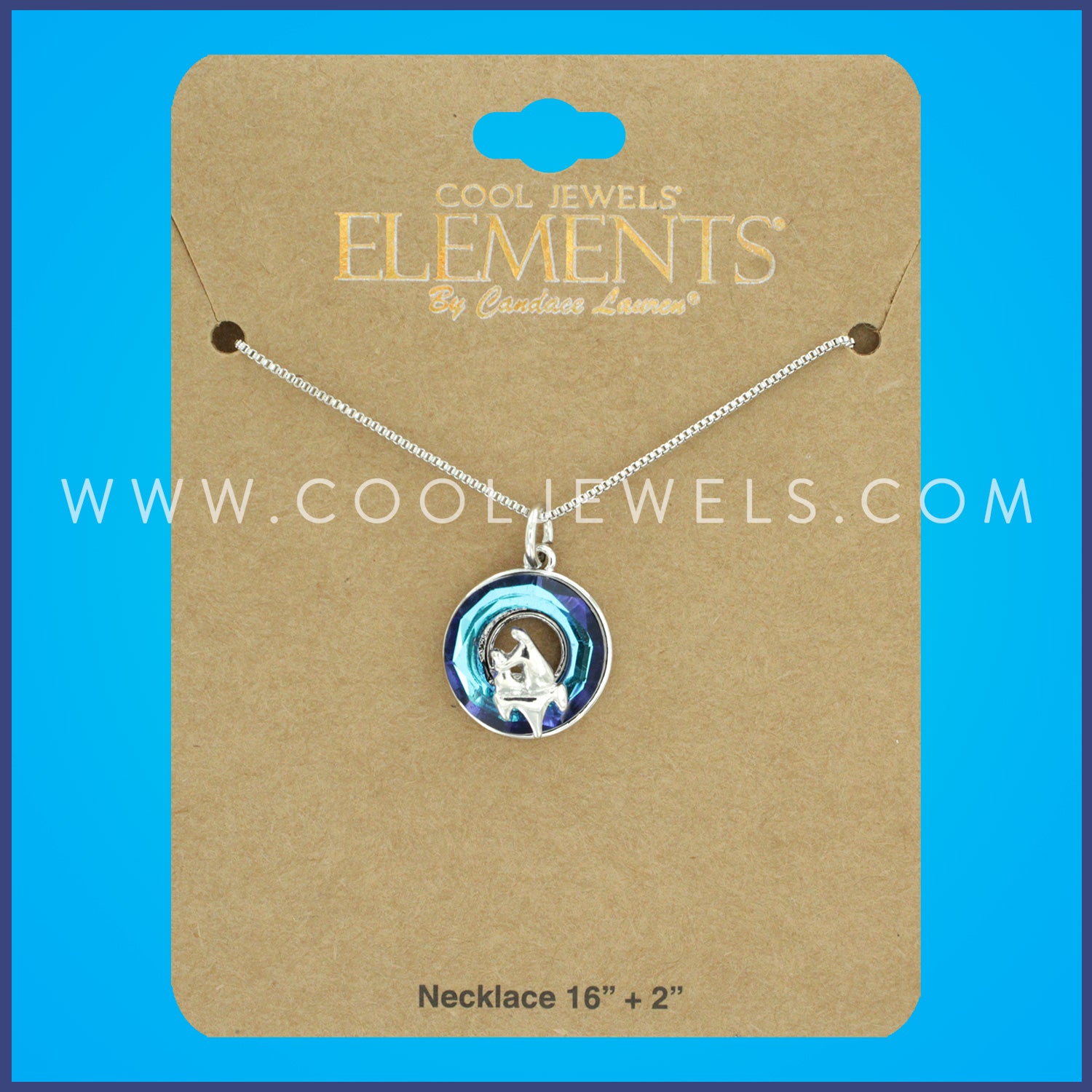 LINK CHAIN NECKLACE WITH ROUND PENDANT WITH POLAR BEARS - CARDED