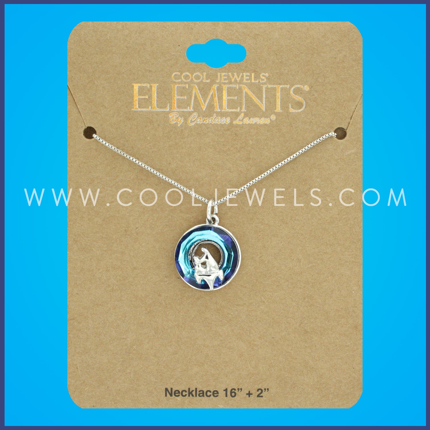LINK CHAIN NECKLACE WITH ROUND PENDANT WITH POLAR BEARS - CARDED