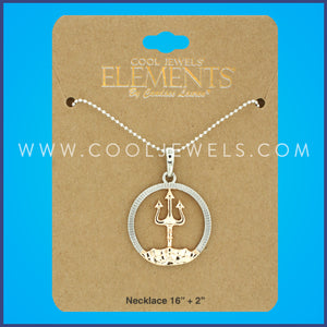 DC BALL CHAIN NECKLACE WITH ROUND NEPTUNE TRIDENT PENDANT ASSORTED  - CARDED