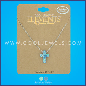 Assorted Cool Jewels® Elements® by Candace Lauren® Imitation Opal Cross Silver Necklaces