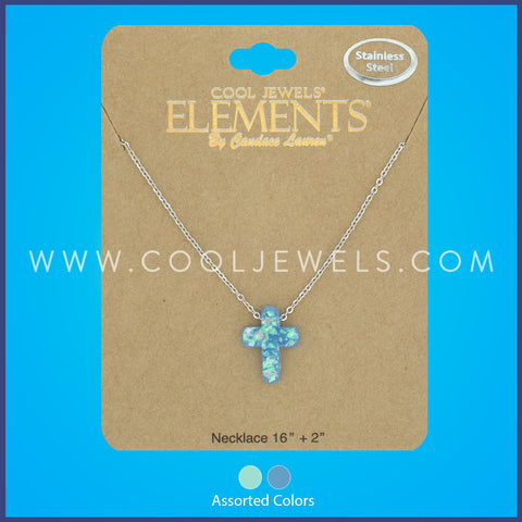 Assorted Cool Jewels® Elements® by Candace Lauren® Imitation Opal Cross Silver Necklaces