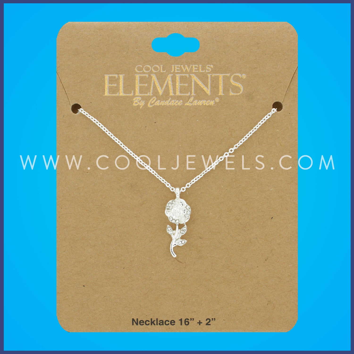 SILVER CHAIN NECKLACE WITH SILVER FLOWER PENDANT - CARDED