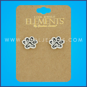 SILVER POST EARRING WITH RHINESTONE PAWS - CARED