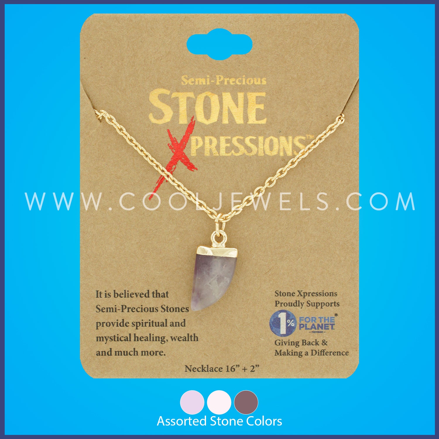 Assorted Cool Jewels® Elements by Candace Lauren® Precious Stone Tooth Necklaces