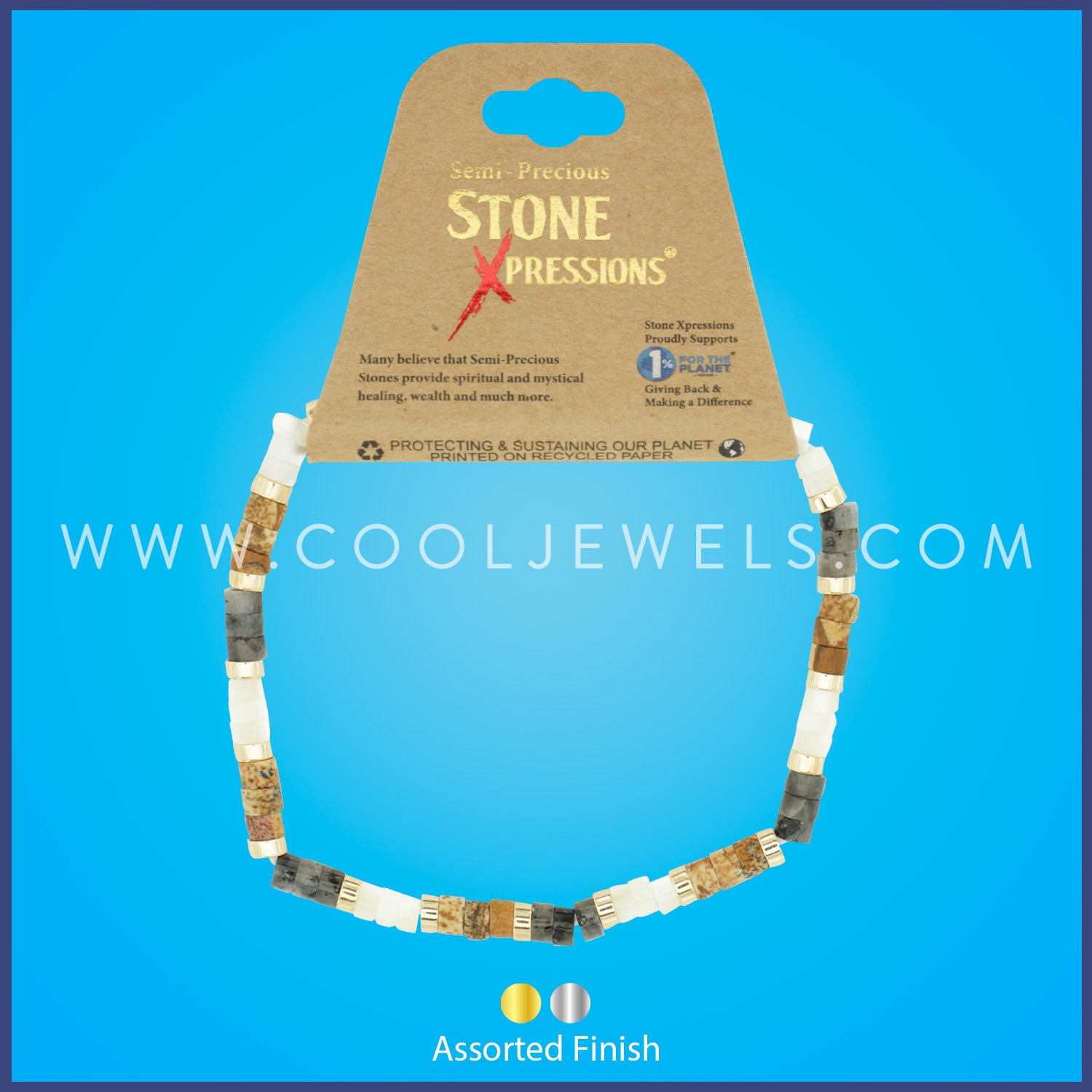 STONE X - DOUBLE ELASTIC STRETCH &nbsp;BRACELET WITH STONE SLICES