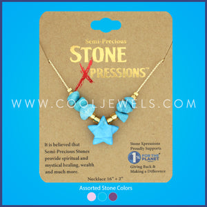 STONE XPRESSION - LINK CHAIN NECKLACE WITH STONE STAR AND BEADS - CARDED