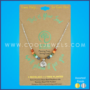 1 TREE MISSION® STAINLESS STEEL NECKLACE WITH COLORED BEADS (ASPEN TREE)
