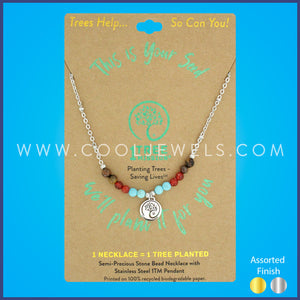 1 TREE MISSION® STAINLESS STEEL NECKLACE WITH COLORED BEADS (JOSHUA TREE)