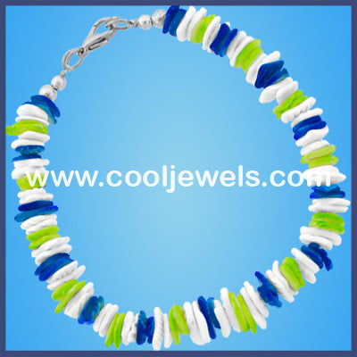 White and Neon Shell Chip Bracelets