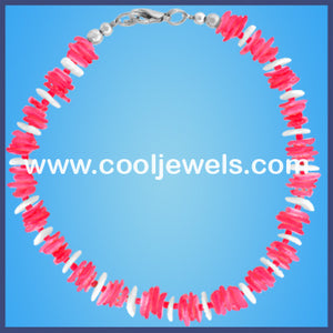 White and Neon Shell Chip Bracelets