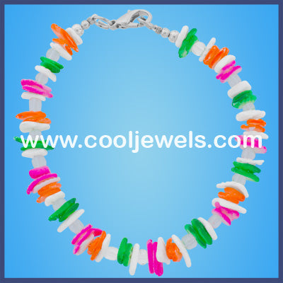 White and Neon Shell Chip Bracelet