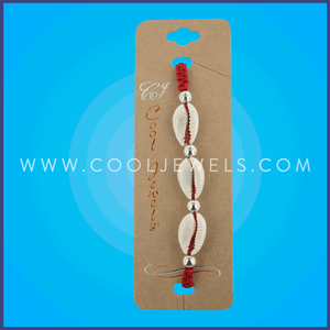 (SET OF 2) BRACELET WITH CRYSTAL BEADS & COWRIE SHELL CARDED
