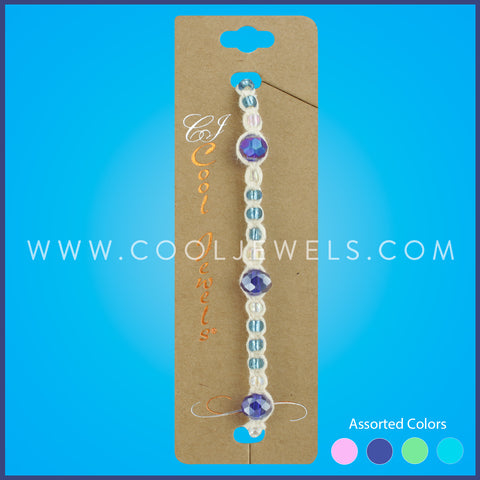 HEMP BRACELET ANKLET WITH COLORED BEADS - ASSORTED COLORS