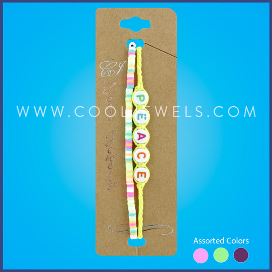 (SET OF 2)  BRAIDED CORD BRACELET AND STRING BRACELET WITH WORDS