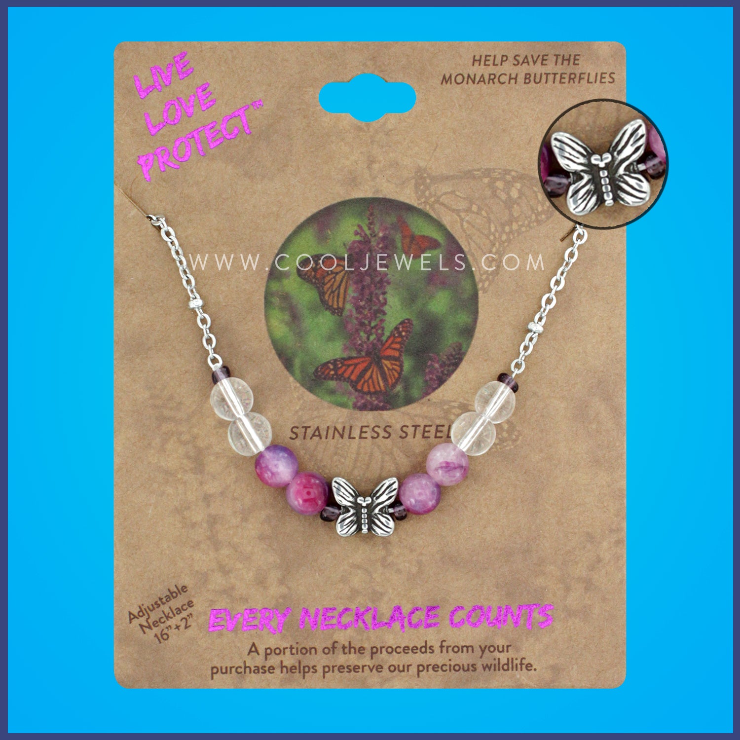 LIVE LOVE PROTECT™ NECKLACE WITH BUTTERFLY