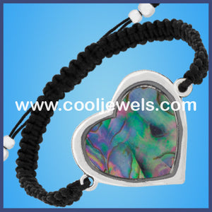 Black Woven Slider Heart Bracelets