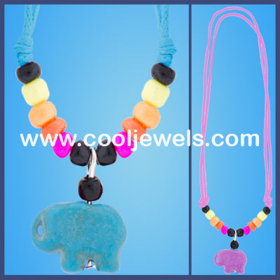 Woven Colored Elephant Necklaces
