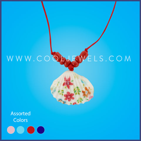 SLIDER COLOR CORD NECKLACE WITH PAINTED SHELL