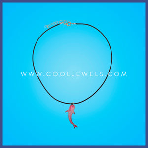 Black Cord Necklace with Whale.